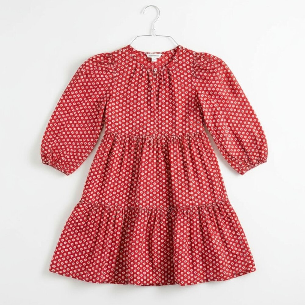 Crewcuts Girls Floral Dress Size 8 Red Cottagecore Casual Picnic Boho Retro